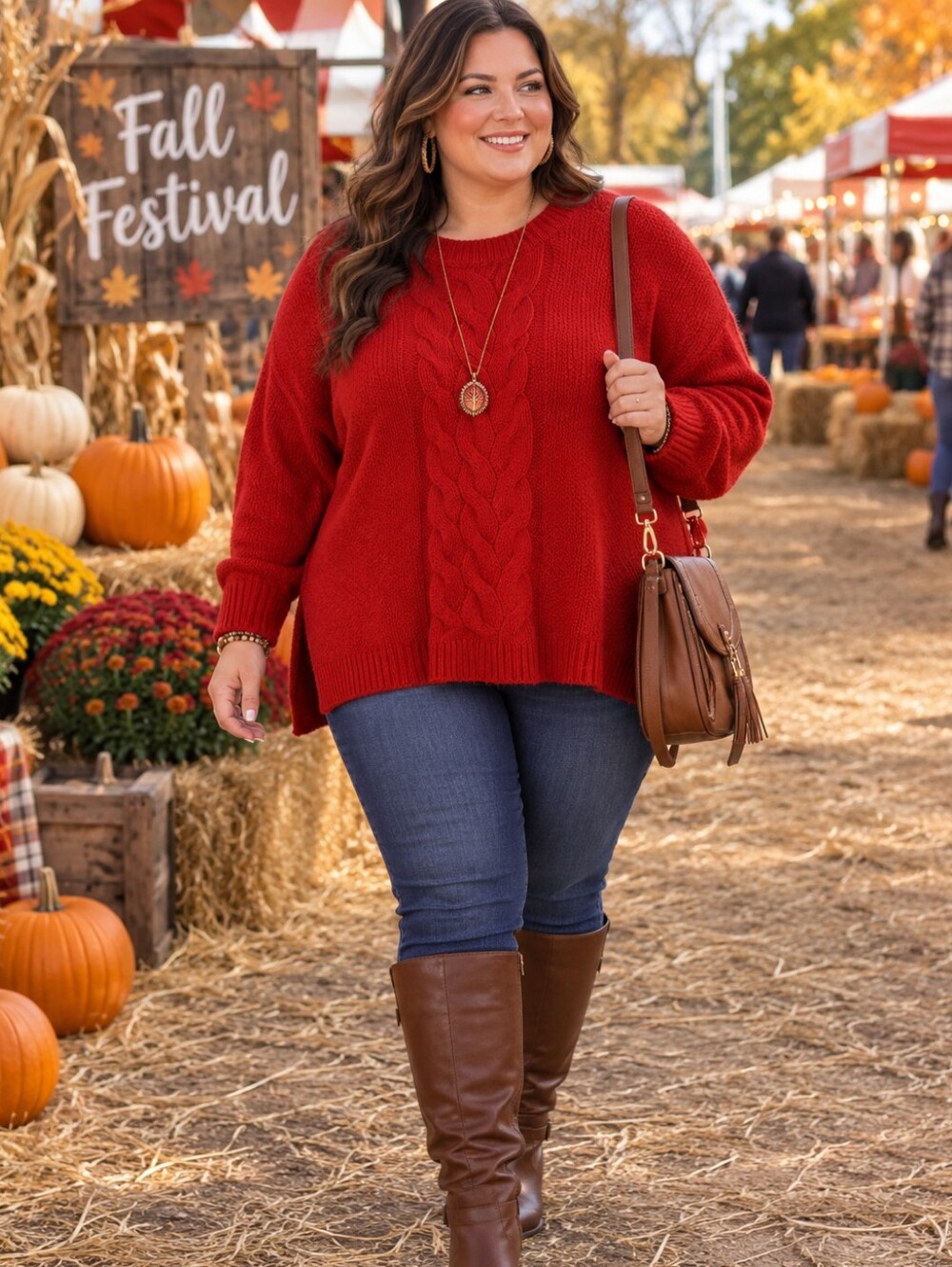 St. John's Bay Red Crewneck Knit Tunic Sweater NWT
